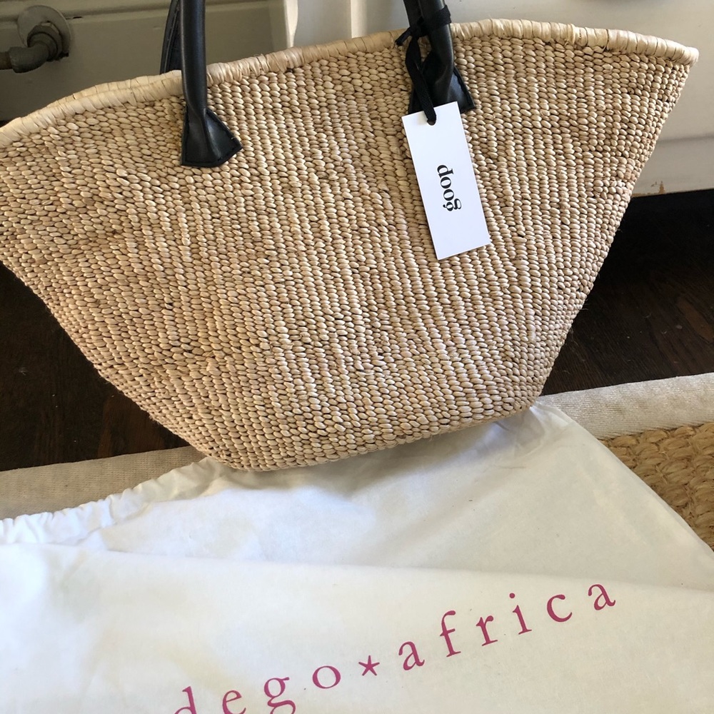 Goop Indego Africa Woven Basket Leather tote